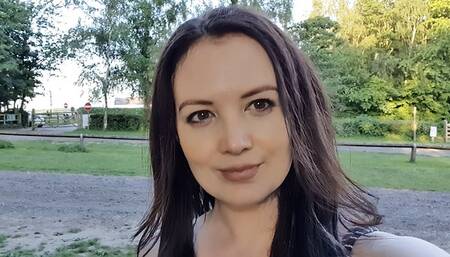 White leggings standing outdoor wetting peeing