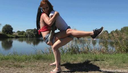 Foxy and Sheryl outdoor lift & carry fun (MOBILE)