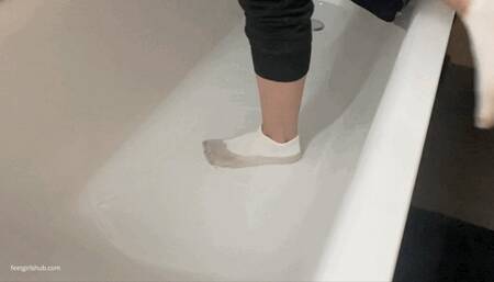 DIRTY WET SOCKS WASHING IN A BATHTUB - MOV HD
