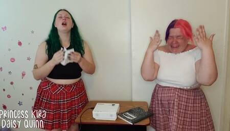 Schoolgirls Sneeze During Presentation