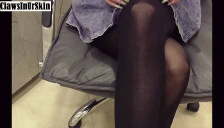 Nails in Action - claws scratching legs in nylon