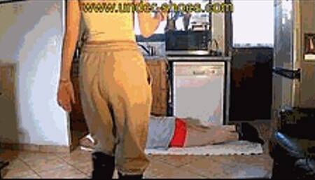 Miss Angie 18 YO extreme model trampling and busting (EXTREME VIDEO)