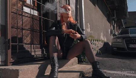 Smoking on the steps FHD MP4