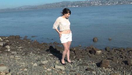 Hairy Milf Masturbates Outdoors