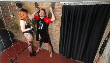 BlackCat and Faith CBT and chastity play in dungeon