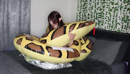 Zelda Trapped By Inflatable Python (Custom)