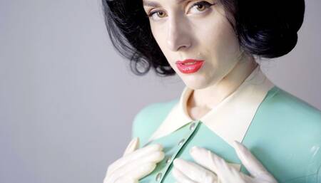 Nurse and long medical gloves