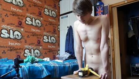 Horny Alex fucks fleshlight until the cumshot