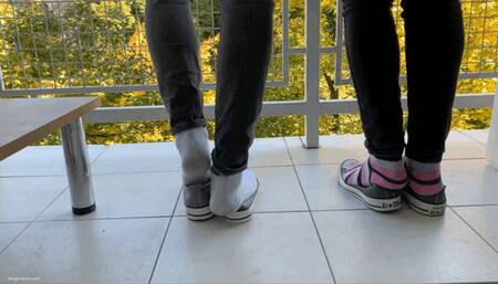 FOUR SMELLY AND SWEATY SOLES IN CONVERSE SNEAKERS - MP4 Mobile Version