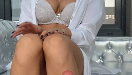 Slavena is Fucking you with her feet, you footbitch
