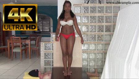 Barefoot Ebony Cock and Ball Trampling with Footjob until Cum by Carolina Escobal (4K)
