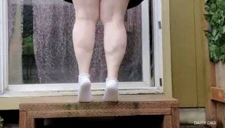 Outdoor BBW Calf Stretches with Ankle Socks *HD
