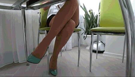 Masturbation under the table while working c