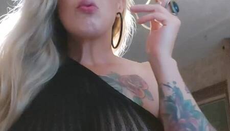 Blonde sexy Tattoed  Power smoking Chain smoking