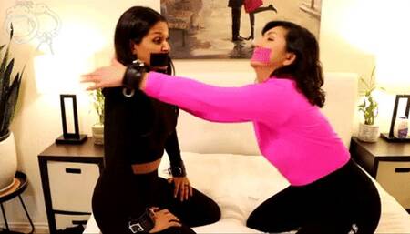 Calissa Bliss "Brown Barbie" VS Lady Zeena "Mulan" in Bondage Wrestling