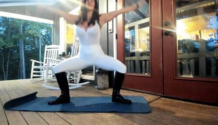 naughty hunter boots yoga fun outdoors joi