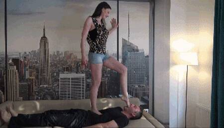 ABBIE CAT - Your face and your dick are my playground - Face, body, throat and dick trampling, foot domination