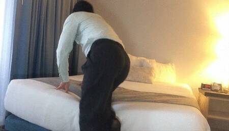 Chilling out in my hotel and showing my sheer socks