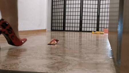 Mila on patrol - red heels (view01)