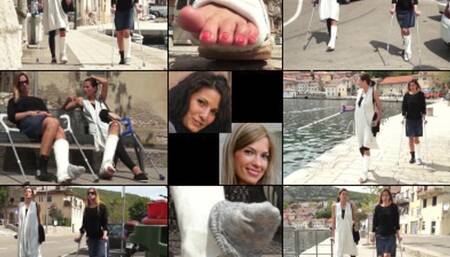 Benetta Term SLWC and Emma Term SLC Crutch-Gimp on the Promenade (in HD 1920X1080)