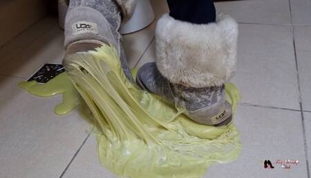 UGG boots stuck in sticky bathroom accident