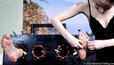 Kira in sexy lingerie and pantyhose tickles the heels and body of modest Anna (Part 3 of 4) #20220320