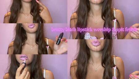 bratty bitch lipstick worship & spit fetish