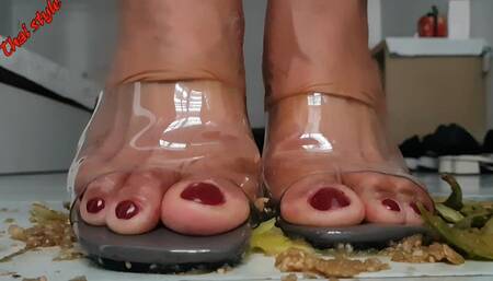 Muai vegetables crush in clear high heels 2