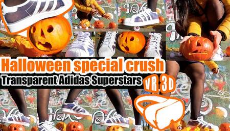Virtual Reality  VR 3D - Halloween Special Pumpkin Crush Sexygirl crushes a very hard  trample nylons Adidas Superstars Crush Video