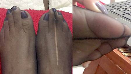 LONG TOES IN BLACK NYLONS