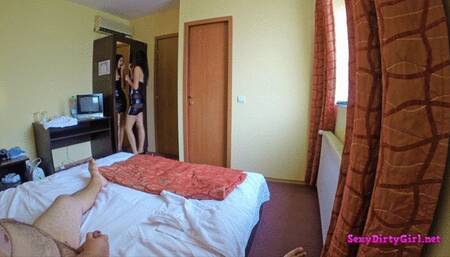 I put on my sexy dress and suck him until I get his cumshot in my mouth