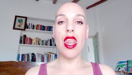 lip stretch and spitting