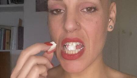 chewing bubble gum