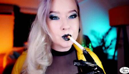 Shiny black lips, gloves and 2 corks