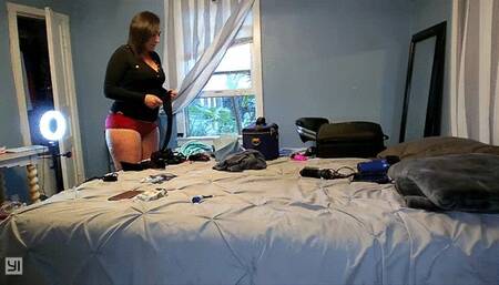 Cleaning the room open window red booty shorts