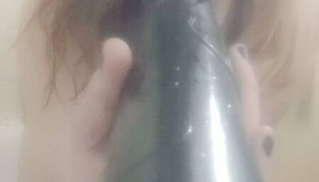 Another shower quickie with a larger toy!