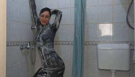 turtleneck and a bottle of shampoo