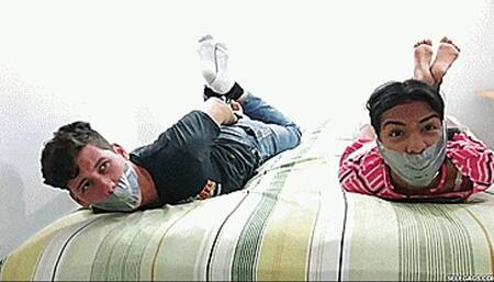 Laura, Maria & Dario in: Kinky Young Couple in Bondage (wmv)