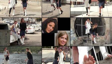 Benetta Term SLWC and Emma Term SLC Crutch-Gimp on the Promenade Pt 2 (in HD 1920X1080)