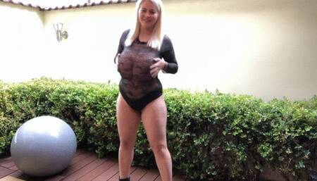 Teasing you in my lace outfit outdoors