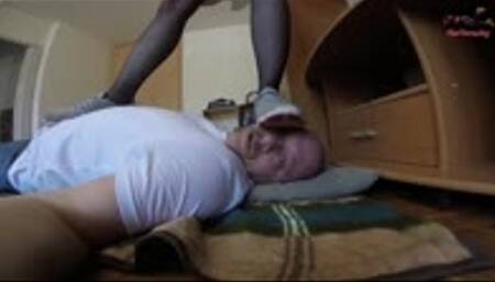 Hard trample with sneakers