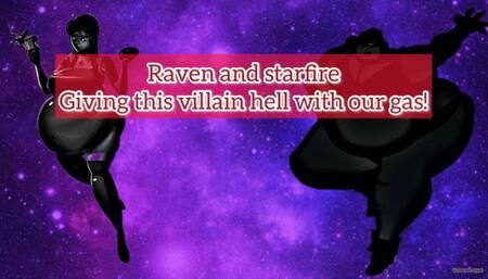 StarFire and Raven Using there Gas against Villians!