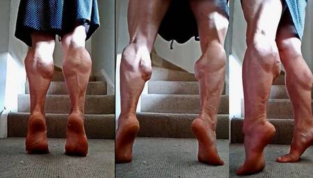 Close Up Poke A Dot Dress with Barefeet and Muscle Worship