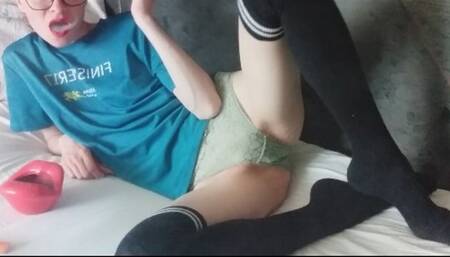 OMIs in over knee socks, tshirt ant panties
