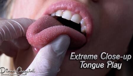 Dentist tongue play in xtreme closeup