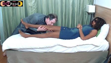 SEXY LEGS MASSAGE to his FINDOM STEP-DAUGHTER (part 1) HD