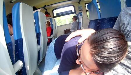 Extreme in Train : Public Blowjob and Cum in Mouth