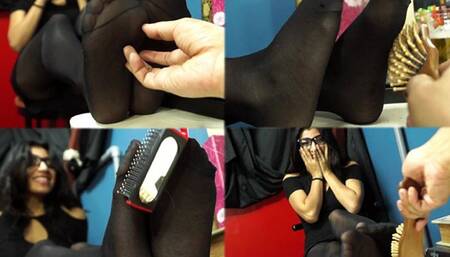 Sweetest giggles, ticklish nylon feet!