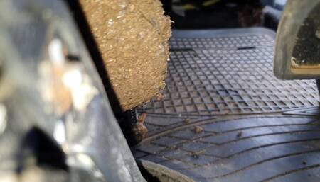 Extreme Close Up Driving Honda Under Pedal in Dirty Ankle Boots