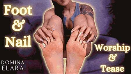 Shiny Foot and Long Finger Nail Tease
